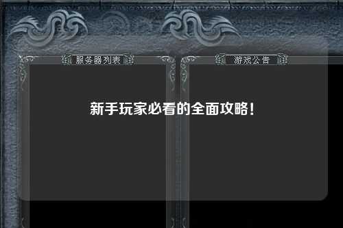 新手玩家必看的全面攻略!